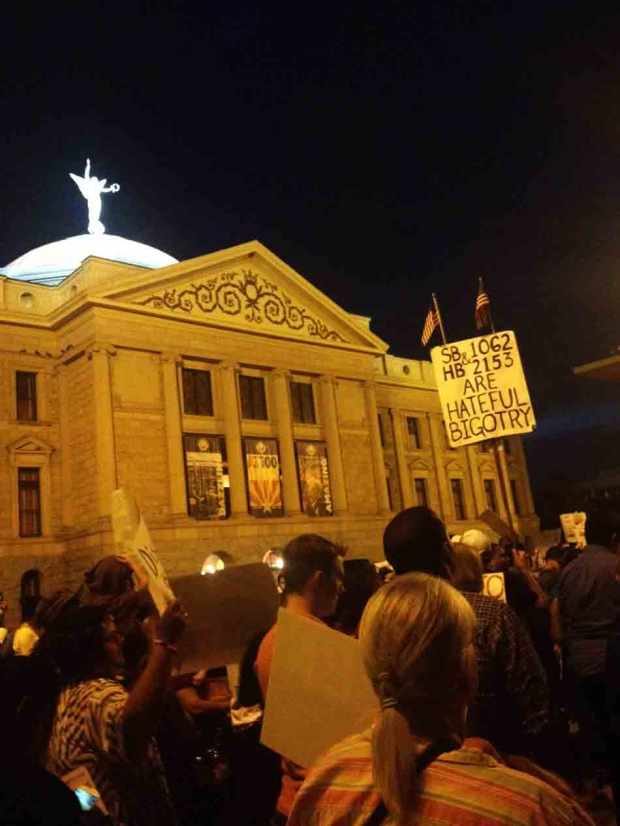 Protestors gathered at the Capitol building