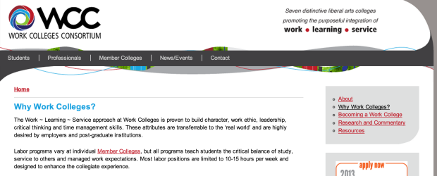 Work Colleges Website